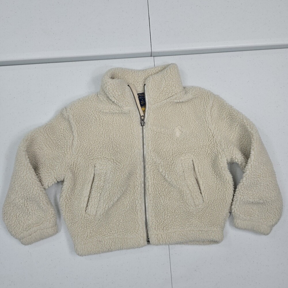 Polo Ralph Lauren Girls 5 Sherpa Pile Fleece Ivory Jacket